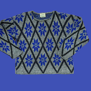Separate Issue Vintage Knit Sweater Gray Blue Black Women's Size Large